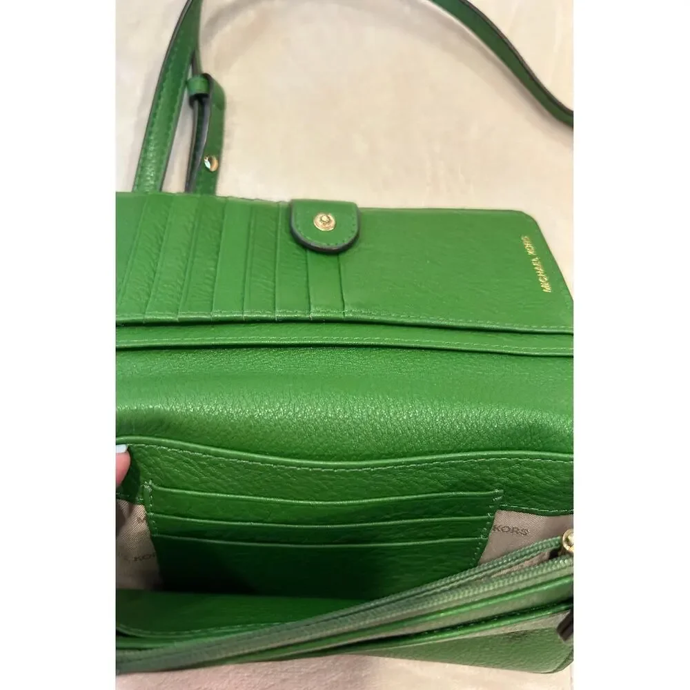 MICHAEL KORS Mercer Floral Embellished Pebbled Leather Smartphone Crossbody
